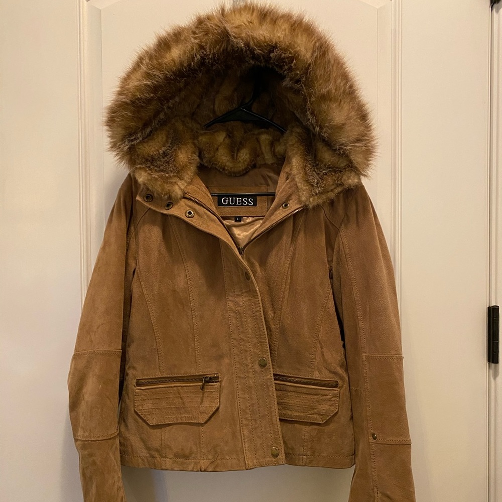 Guess Leather Jacket with Hood